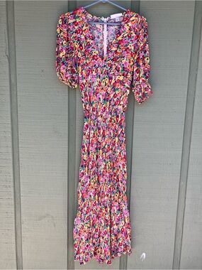 RIXO Multicolor Floral Maxi Dress in Pink, Yellow & Blue